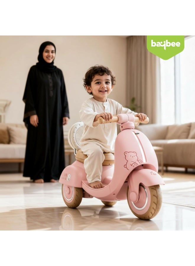 BAYBEE Teddio Electric Bike for Kids, Children's Bike with Led Light, Music & Foot Accelerator | Kids Bike Ride on Scooter Battery Bike for Toddlers | Baby Bike Battery Operated Bike for Kids Boys Girls 1 to 4 Years Pink - Image 2